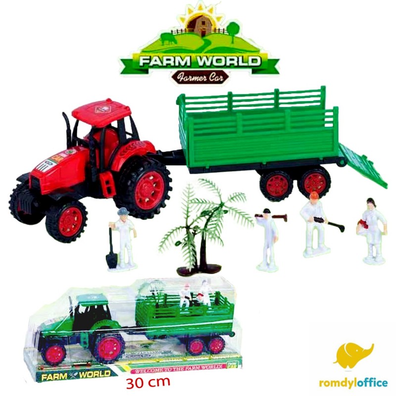 Tractor cu remorcă - jucărie educativă, rezistentă și distractivă pentru copii | Romdyl Office
