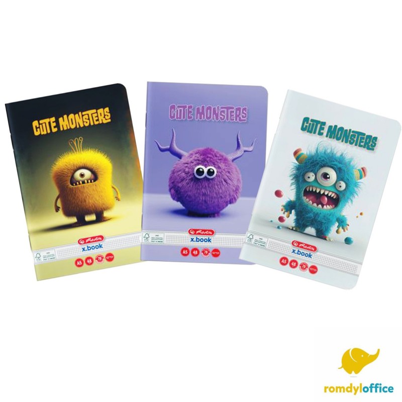 CAIET A5 48F MATEMATICA CUTE MONSTER HERLITZ, set 10