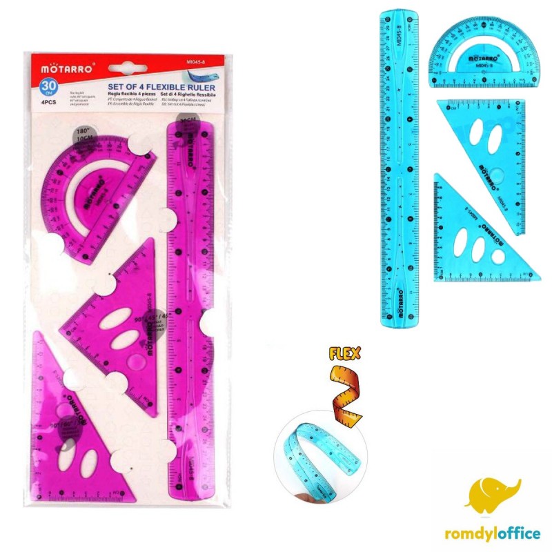 MI045-8 SET RIGLE PLASTIC COLOR 30CM