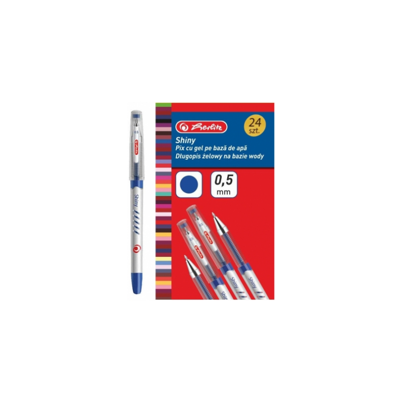 HZ-PIX CU GEL SHINY 0.5 MM ALBASTRU set 24 Herlitz
