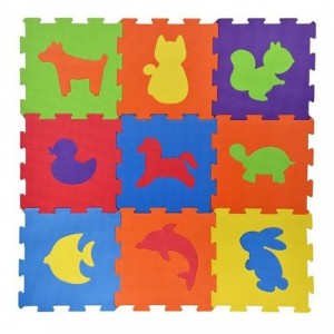 Covoraș din spumă cu imprimeuri animale format din 10 coli.  Dimensiuni: 29 x 29 cm  / colală