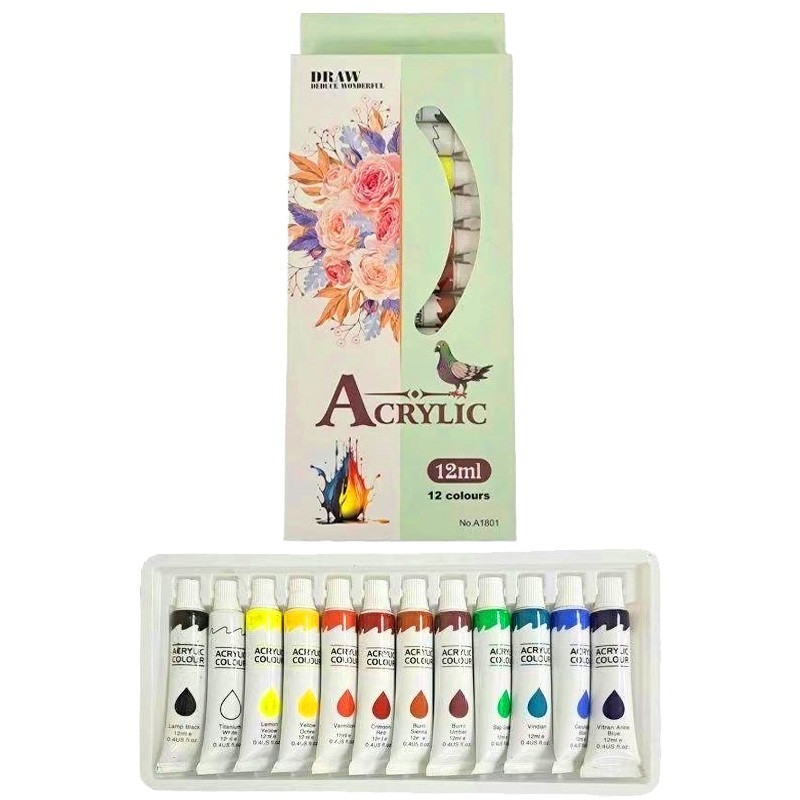 TP-A1801 TEMPERA ACRILIC 12 CULORI*12ML