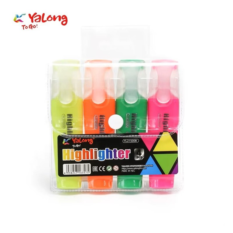 Set texmarker 4 culori (galben,portocaliu,verde si roz) YALONG
