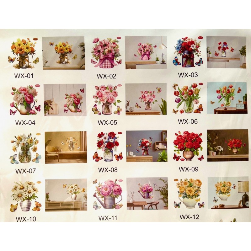 WX STICKER STEREO VAZA CU FLORI